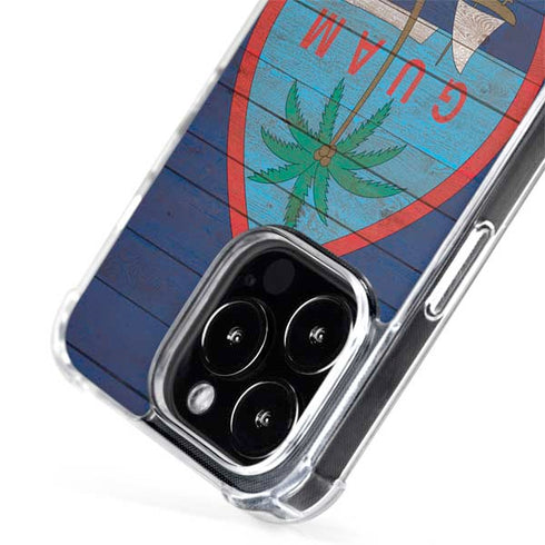 Guam Flag Dark Wood iPhone 13 Pro MagSafe Case